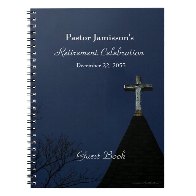 Retirement Party Guest Book, Cross Notebook (Front)