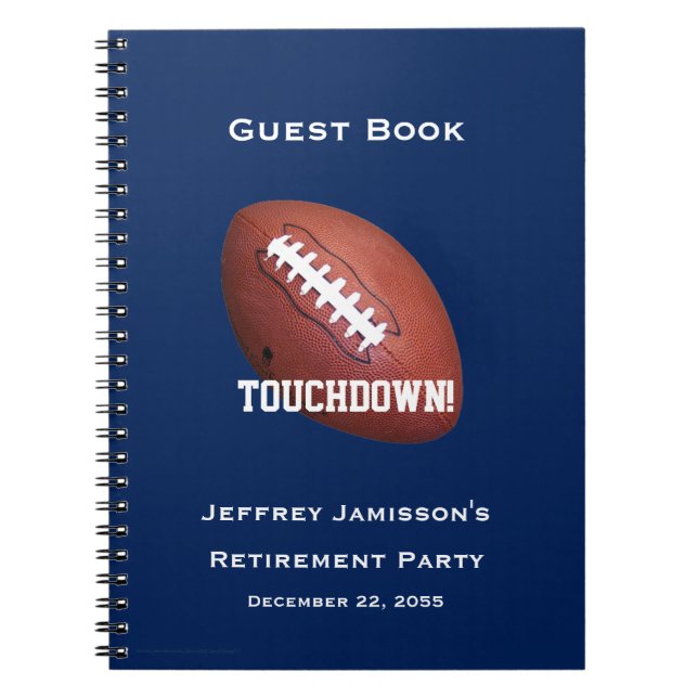 Retirement Party Guest Book, Football, Touchdown Notebook (Front)