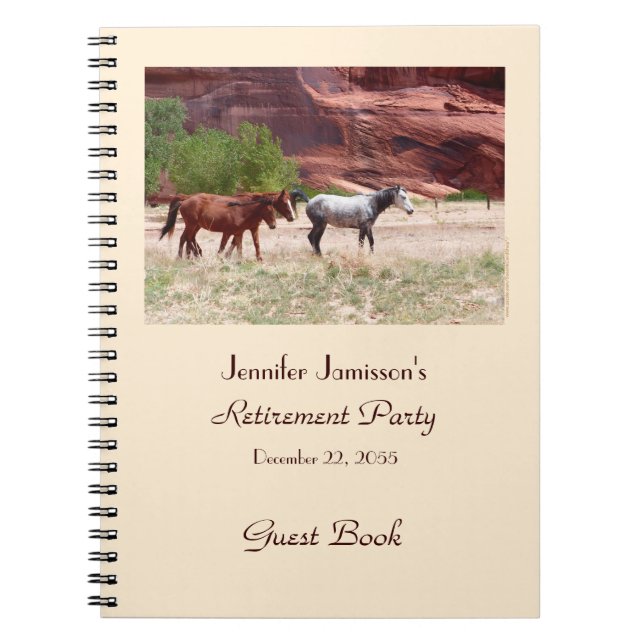 Retirement Party Guest Book, Horses in Canyon Notebook (Front)