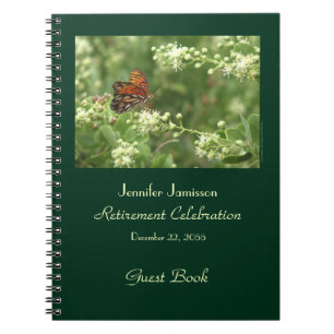 Retirement Party Guest Book, Orange Butterfly Notebook