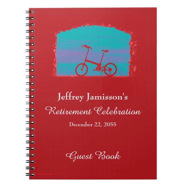 Retirement Party Guest Book, Red Bicycle Notebook (Front)