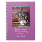 Retirement Party Guest Book, Vintage Teapot Spiral