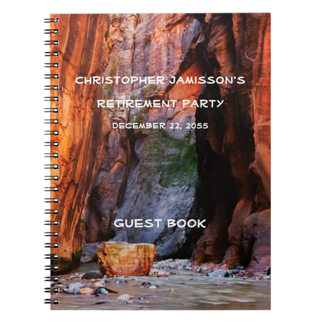 Retirement Party Guest Book, Zion Narrows Utah  Notebook (Front)