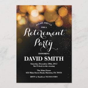 Retirement Party Invitation Card Gold Glitter