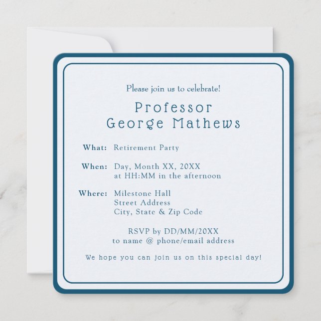 Retirement Party Invitation Professional Elegant (Front)