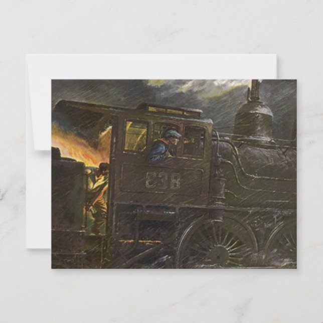 Retirement Party Invitation RR Stoking Locomotive (Front)