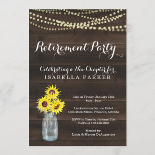 Retirement Party Invitation - Rustic Sunflower