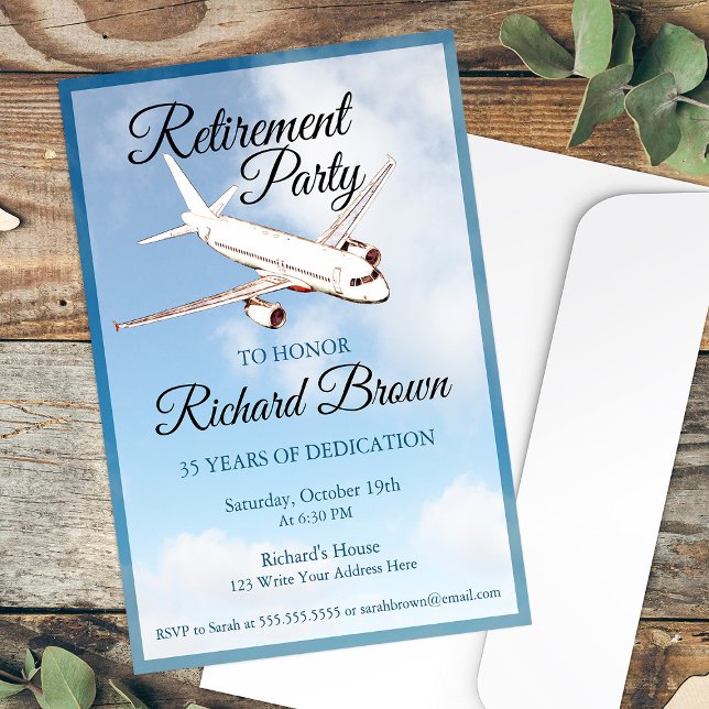 Retirement Party Invitation with Airplane Design (Creator Uploaded)