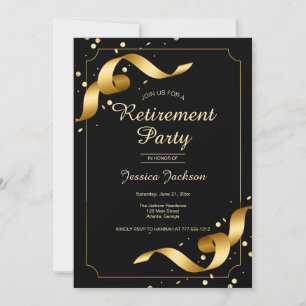 Retirement Party Invitation with Gold Ribbons