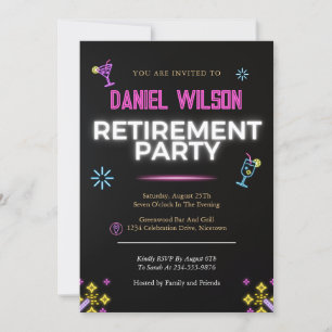 Retirement Party Invitations Colourful Neon Modern
