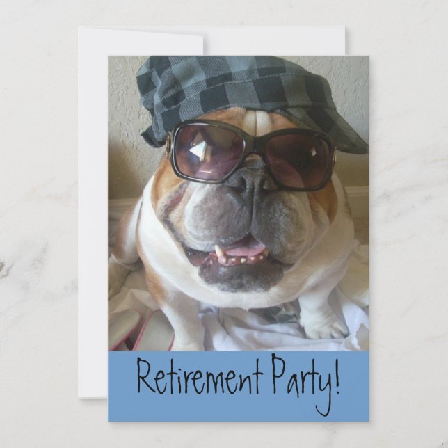 Retirement Party Invitations English Bulldog (Front)