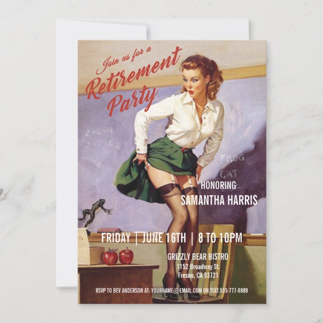 Retirement Party Invitations Teacher Funny Vintage (Front)