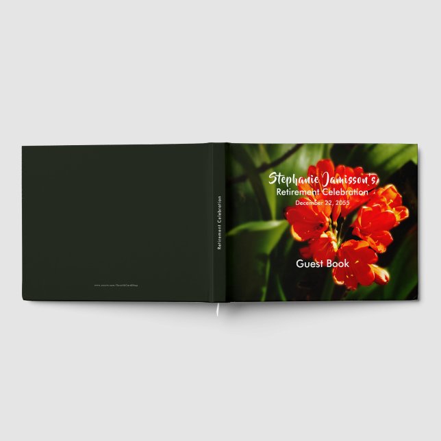 Retirement Party Jumbo Bold Orange Flower Floral Guest Book (Full)