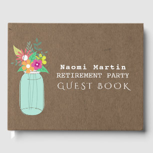 Retirement Party Mason Jar Flowers Kraft Paper Guest Book