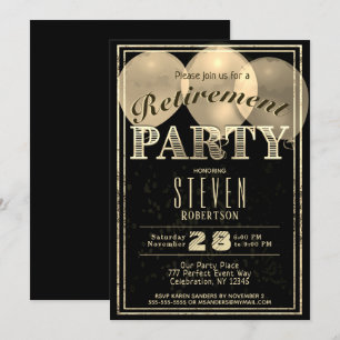 Retirement Party   Modern Gold Festive Invitation