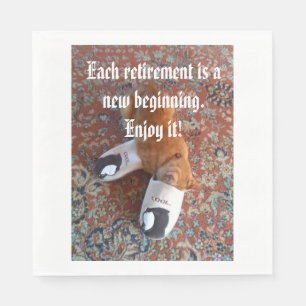 retirement party napkin ginger cat sleeping slippe