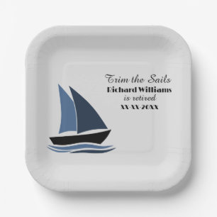 Retirement Party Nautical Sailing Theme Modern Paper Plate