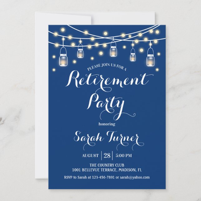 Retirement Party - Navy Blue Invitation (Front)