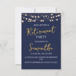 Retirement Party Navy Blue Modern Invitation