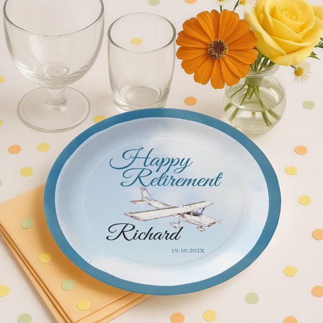 Retirement Party Paper Plate with Airplane 3 (Creator Uploaded)