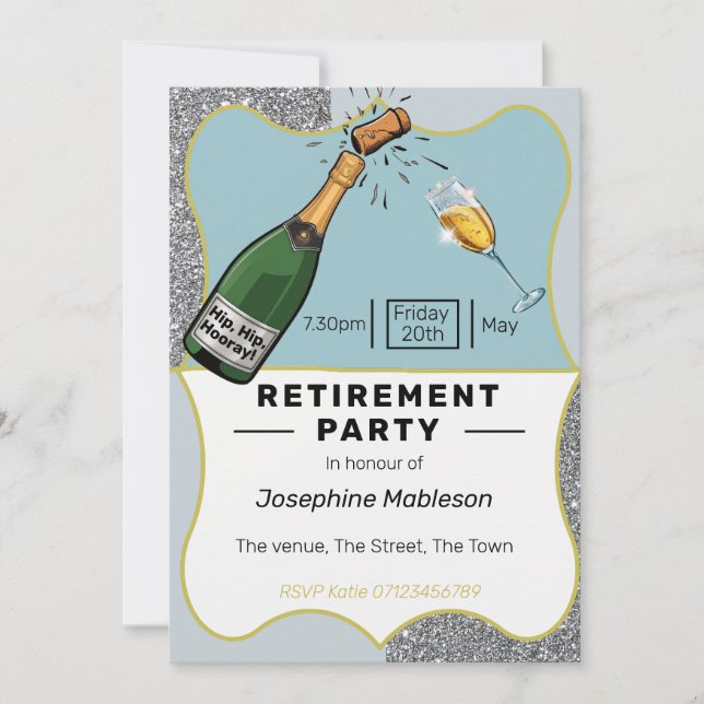 Retirement party pension age retire event invitation (Front)