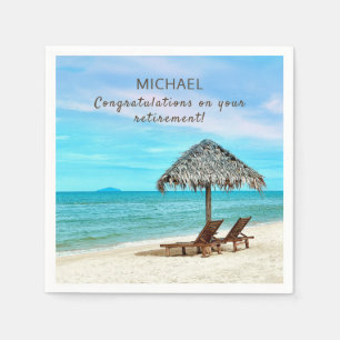 Retirement Party Personalized Tropical Beach Paper Napkin