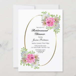 Retirement Party Pink Gold Dinner Invitation