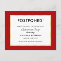 Retirement Party Postponed Red and Gold