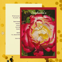 Retirement Party Red and Gold Rose Floral Macro