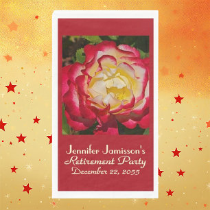 Retirement Party Red /Gold Rose Macro Napkin