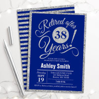 Retirement Party - Royal Blue Silver Invitation