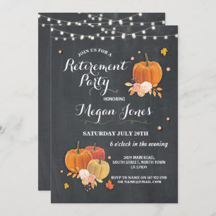 Retirement Party Rustic Chalk Fall Pumpkin Invite