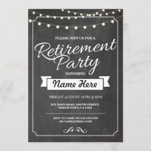Retirement Party Rustic Retired Chalkboard Invite