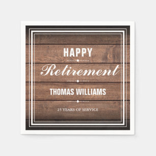 Retirement Party Rustic Wood Panels Napkin