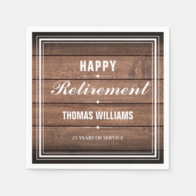 Retirement Party Rustic Wood Panels Napkin (Front)