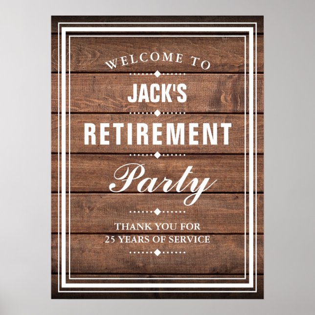 Retirement Party Rustic Wood Welcome Sign (Front)