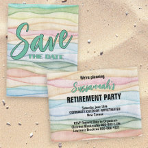 Retirement Party Save The Date Watercolor Rows