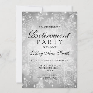 Retirement Party Silver Winter Bokeh Lights Invitation