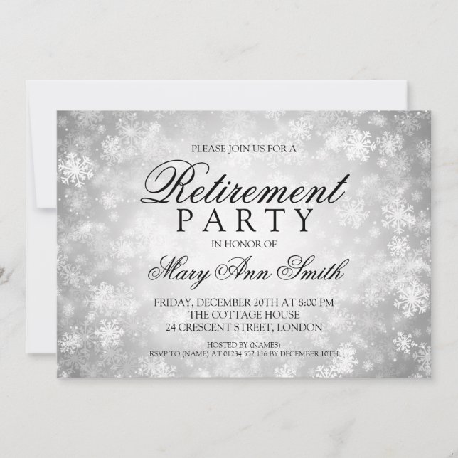 Retirement Party Silver Winter Wonderland Invitation (Front)