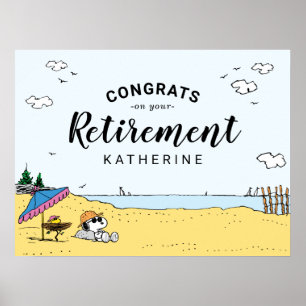 Retirement Party Snoopy & Woodstock on the Beach Poster