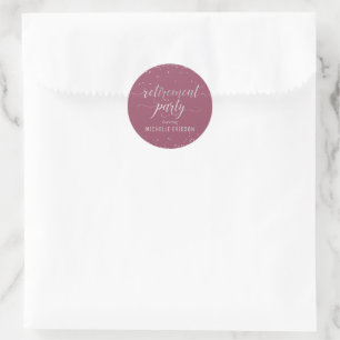 Retirement Party Sticker Elegant Silver, Pink