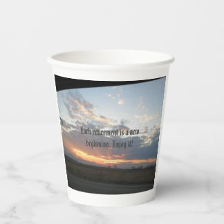 retirement party sunset new beginning paper cups
