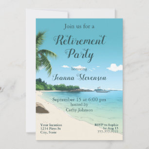 Retirement Party Tropical Beach Palm Trees Invitation