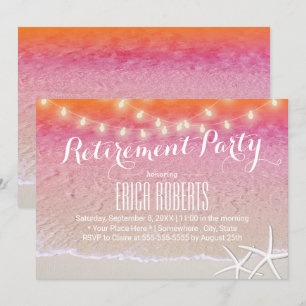 Retirement Party Tropical Sunset Beach Starfish Invitation
