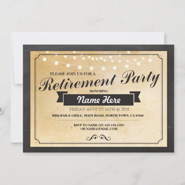 Retirement Party Vintage Retired Paper Invitation (Front)