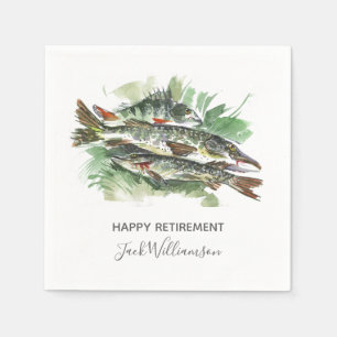 Retirement Party Watercolor Fish Napkin