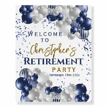 Retirement Party Welcome Blue Balloons 