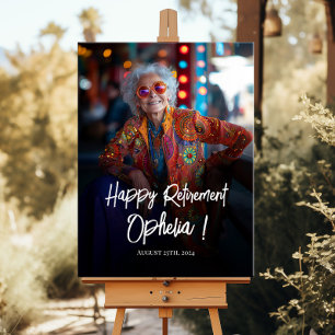 Retirement party welcome sign with photo
