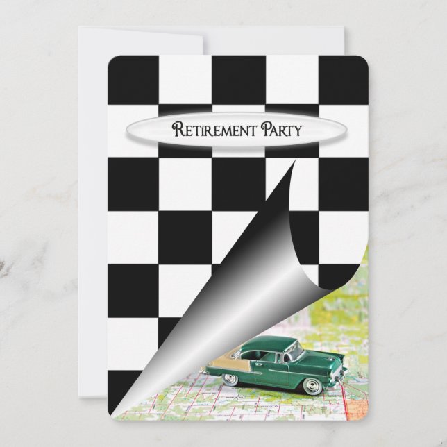 Retirement Party with Old Car Invitation (Front)