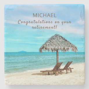 Retirement Personalized Tropical Beach Stone Coaster